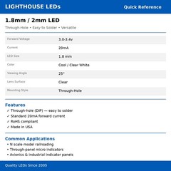 20 x 2mm Tower Cool Clear White LED Super Bright Lighthouse LEDs Model Building