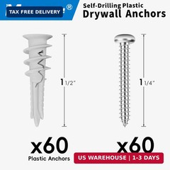 Self Drilling Drywall Anchors with Screws Kit 120 Pcs, No Pre Drill Required, He