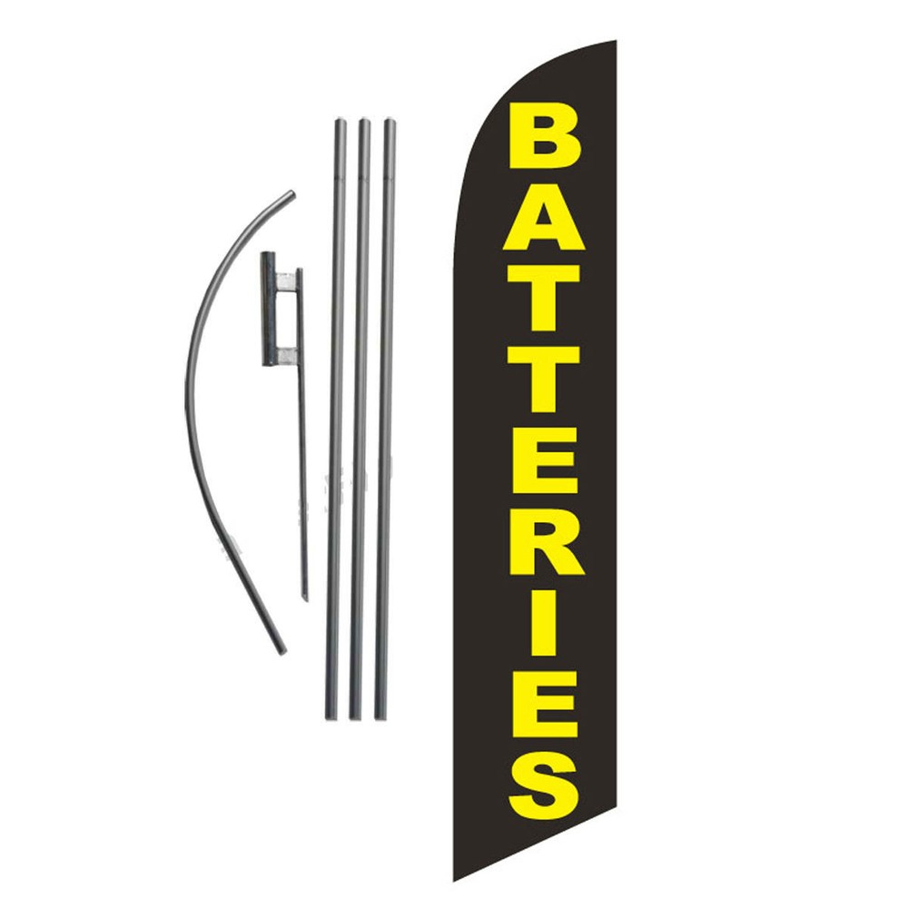 BATTERIES 15′ Feather Banner Swooper Flag Kit with pole+spike