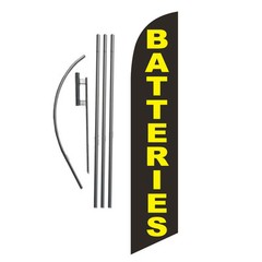 BATTERIES 15′ Feather Banner Swooper Flag Kit with pole+spike