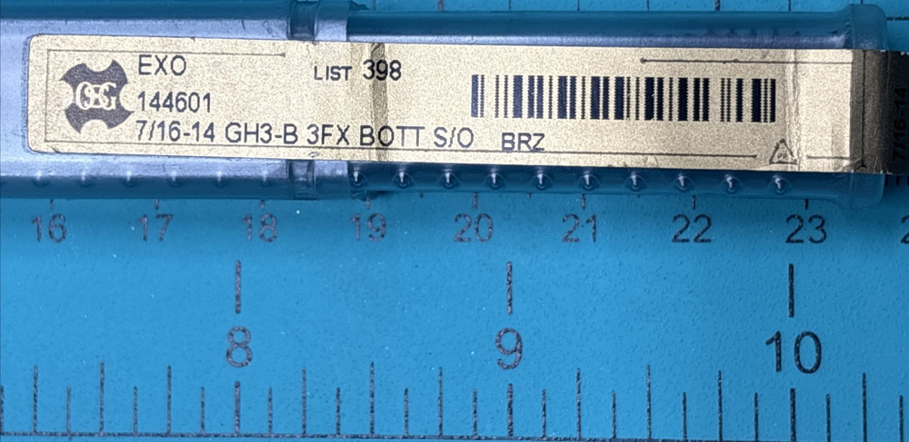 1 – 7/16-14 GH3-B 3FX Bottom Drill/Tap OSG BRZ 144601, Exotap Va-3 HSS-V 1056