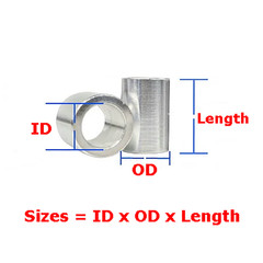 ID 8/10/12mm Aluminium Alloy Bushing Round Unthreaded Standoff Spacers Washer