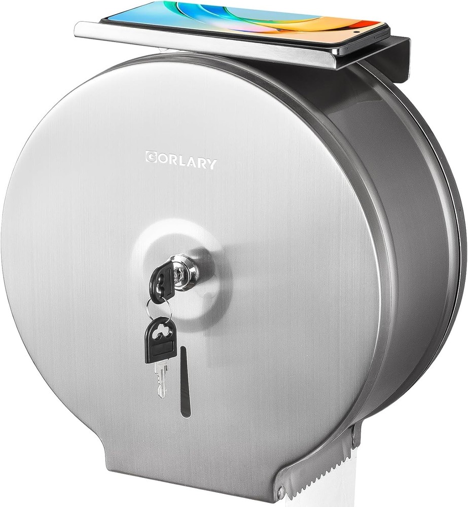 Commercial Jumbo Toilet Paper Dispenser W/ Shelf Wall Mount Stainless Steel 9″