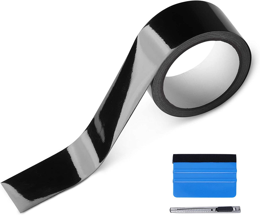 Share 2″ x 30 Ft High Gloss Vinyl Tape for Black Out Chrome Delete Window Trim