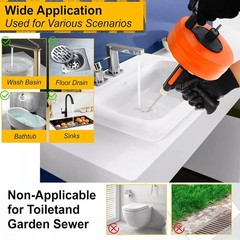 Drain Auger 50FT, Drain Snake with Drill Adapter, Plumbing Snake Clog Remover