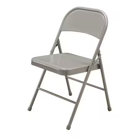 Steel Folding Chair, Beige, 1W985