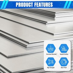 Uxney 2mm Stainless Steel Sheet 4×8 Inch, 430 4″ x 8″-14 Gauge(2mm), Silver