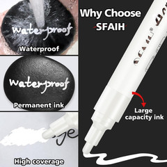 SFAIH Black & White Acrylic Paint Markers – 8 Pack 2-3MM Medium Tip & 0.7MM Extr