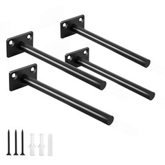 4 Pcs 6″ Black Solid Steel Floating Shelf Bracket Blind 6 Inch,