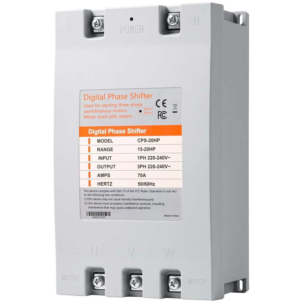 Single to 3 Phase Converter 20HP (15kW) Digital Phase Shifter, 70A 220V-240V