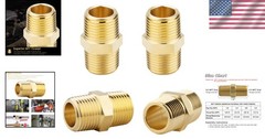 Brass Hex Nipple 1/2 NPT Male Adapter Fitting 4-Pack Solid Pipe Connector Du…