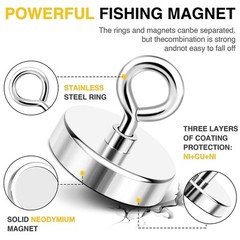 Fishing Magnets, 200 Lbs(90 KG) Pulling Force Rare Earth Magnet with Countersunk