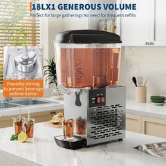 18L Commercial Cold Juice Dispenser, Single Tank Ice Drink Machine for Business