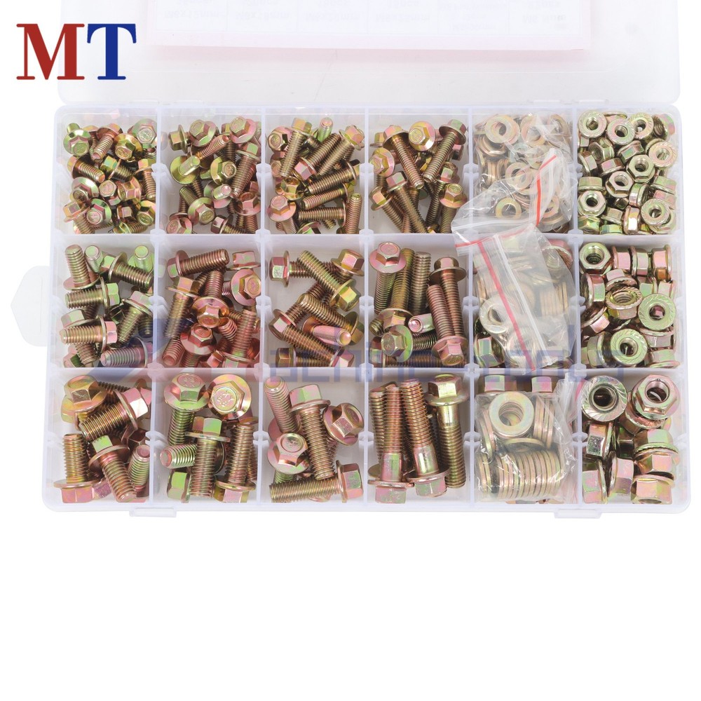 521x Flanged Hex M6 M8 M10 Silver Flange Bolts Assortment Kit for Industrial use