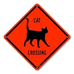 PKAC-0183-NA_Cat Crossing Aluminum Sign, Black Text with Orange Background 10…