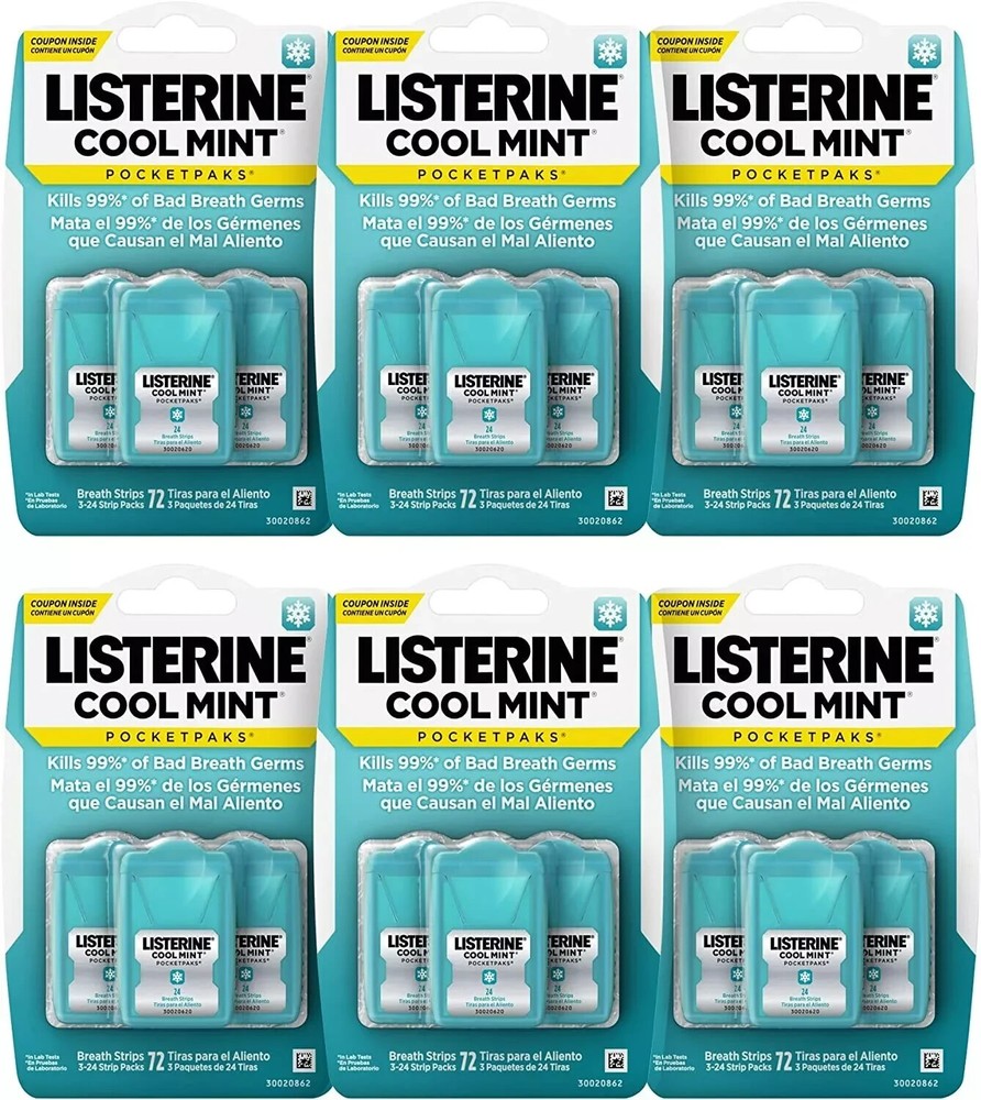 Listerine Cool Mint Pocketpaks Breath Strips, 6 pk./72 Strips 432 Count DEAL!!!