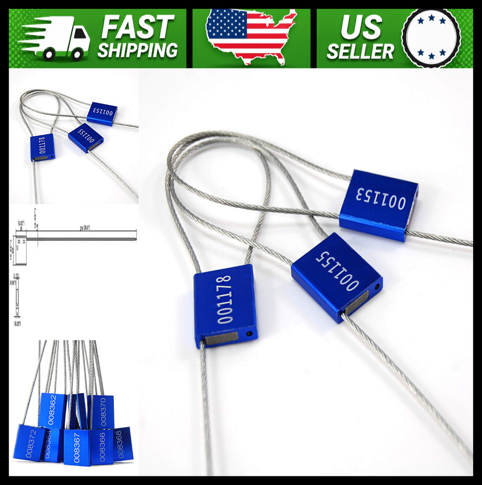 500 Pcs Numbered Tamper Resistant Security Cable Seals Blue