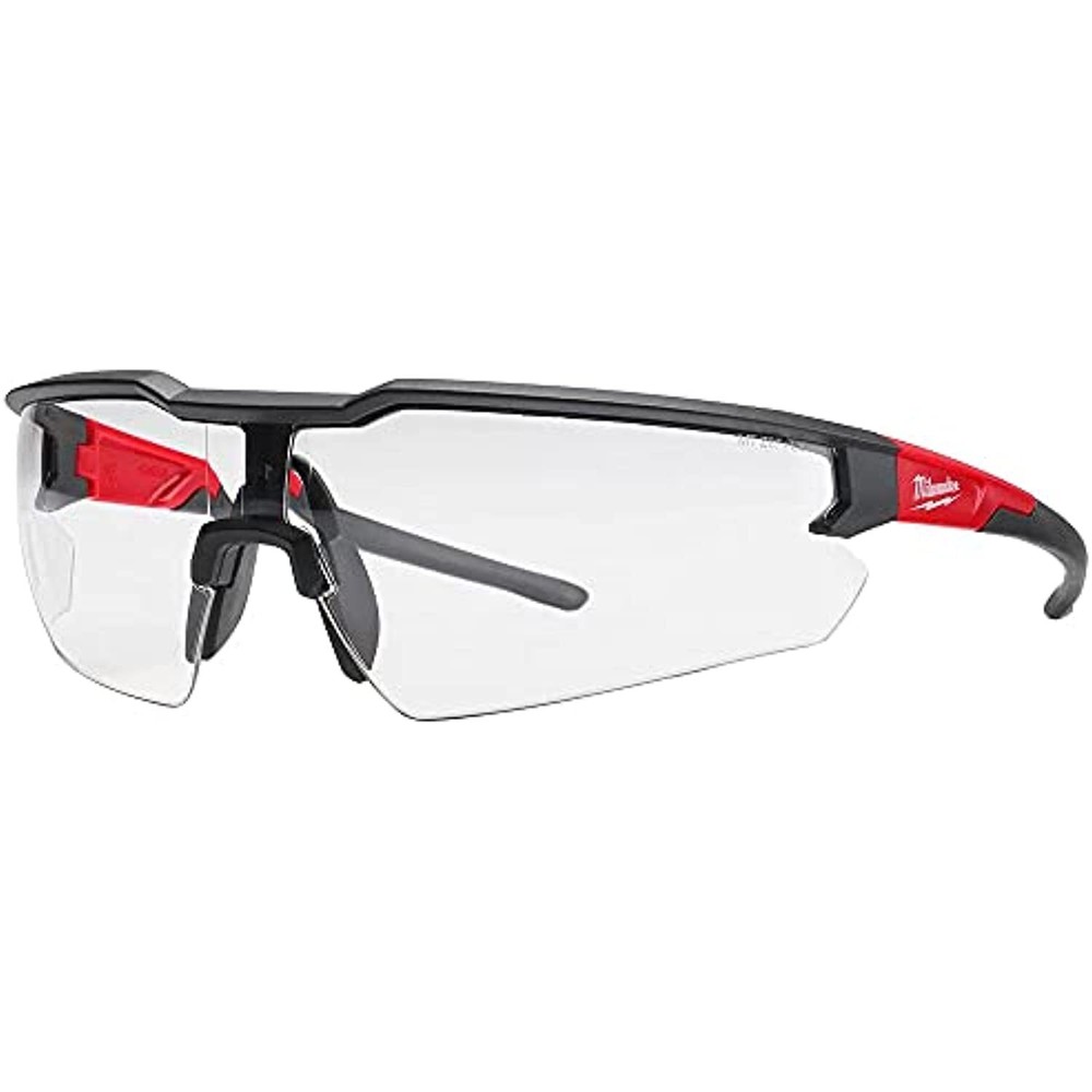 Milwaukee Anti-Scratch Safety Glasses Clear Lens Black/Red Frame – Case of: 1;