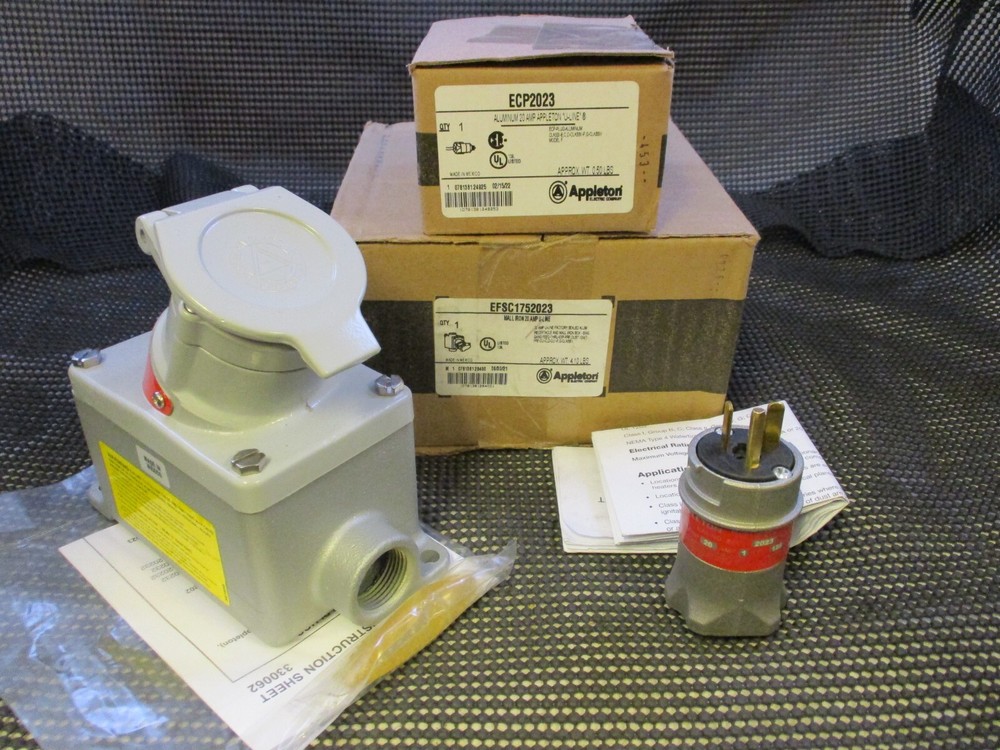 APPLETON EFSC175-2023 & ECP2023 20A EXPLOSION PROOF RECEPTACLE + PLUG SET 125V