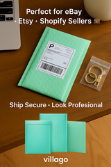 Villago Teal Bubble Mailers 4×8 Self-Seal Padded Envelopes – 50/100/200