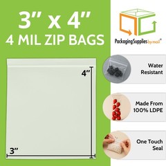 Clear Ziplock Reclosable Plastic Bag, 4 Mil, 3″ x 4″ – 2000 Pieces