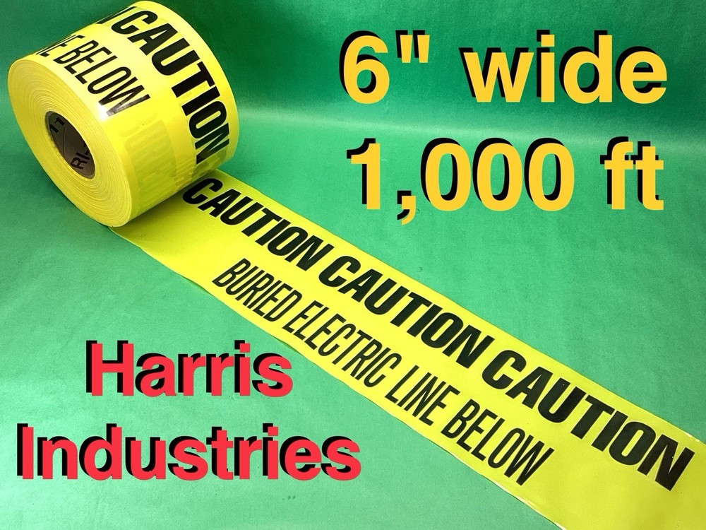 CAUTION Buried Electric Line 6″ x 1000 Yellow Warning Tape Non Detectable UT28