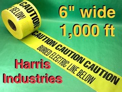 CAUTION Buried Electric Line 6″ x 1000 Yellow Warning Tape Non Detectable UT28