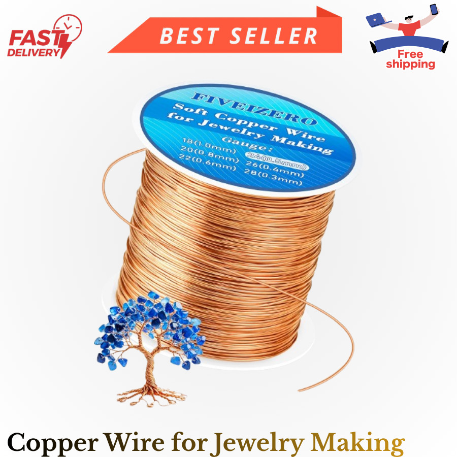 203ft 24 Gauge Copper Wire for Jewelry Making, Pure Dead Soft Bare Copper Wir…