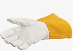 12 Pairs Top Grain Kidskin Unlined TIG Welding Gloves Premium 24CM Yellow/White