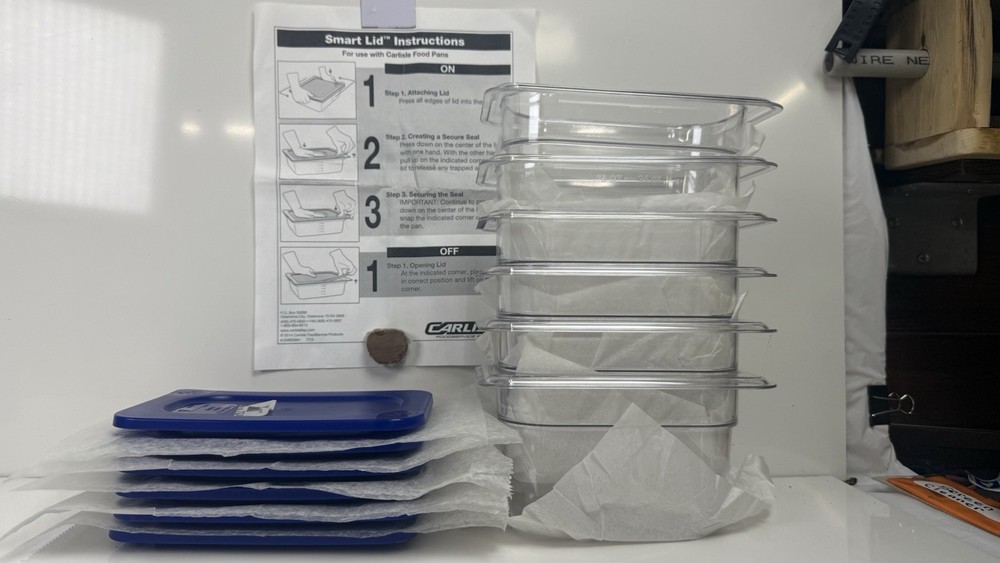 Carlisle 1/9 Size 4” Food Pan Lot 6 Clear 30687 w/ 6 SmartLid 30568 Covers