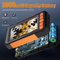 5M Endoscope Camera with Light, 4.3′ IPS Screen 1080P HD Inspection Camera LED