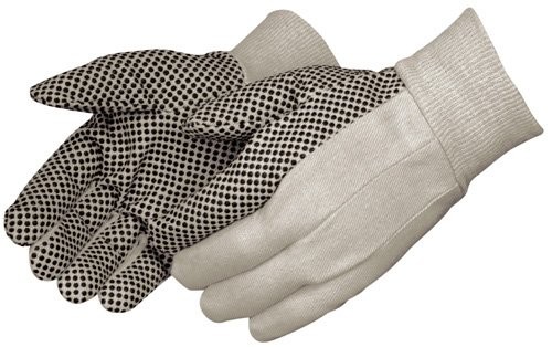 Liberty 4505 8 oz Cotton Canvas Men’s Glove with Black PVC Dots On Palm (Pack of