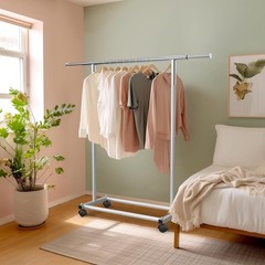 Stylish Rolling Clothing Rack – Adjustable Width from 30″ to 47″, Holds 100 lbs
