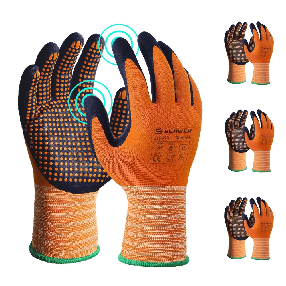 3 Pairs Lt5619 Work Gloves Microfoam Nitrile Coated Ansi A1 Cut Resistant Workin