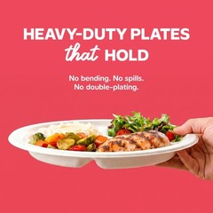 GUSTO 100% Compostable Sugarcane Paper Plates, Heavy Duty, Eco-Friendly, Biod…