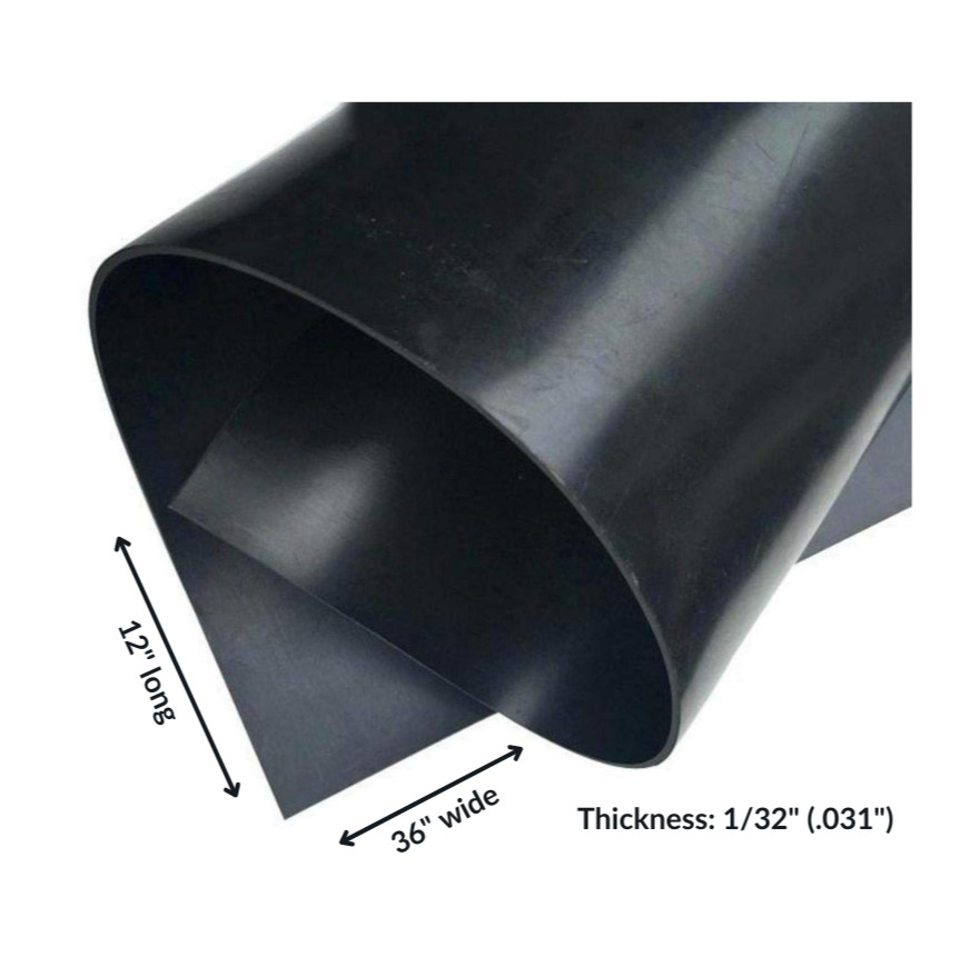 Neoprene Rubber Sheet Solid 1/32 Thick x 36″ Wide x 12″ Long 60A Duro Black