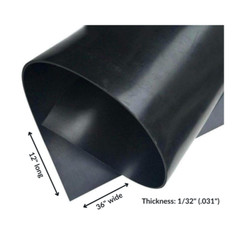 Neoprene Rubber Sheet Solid 1/32 Thick x 36″ Wide x 12″ Long 60A Duro Black