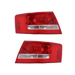 2006-2008 Audi A6 S6 Quattro Halogen Tail Lights Red Clear Lens Red Housing