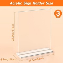 8.5×11 Clear Acrylic Menu Stand Vertical Display for Office & Restaurant