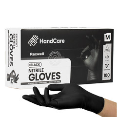 HandCare Black Nitrile Gloves – Exam Grade, Powder Free (4 Mil) 100 Gloves 1 BOX