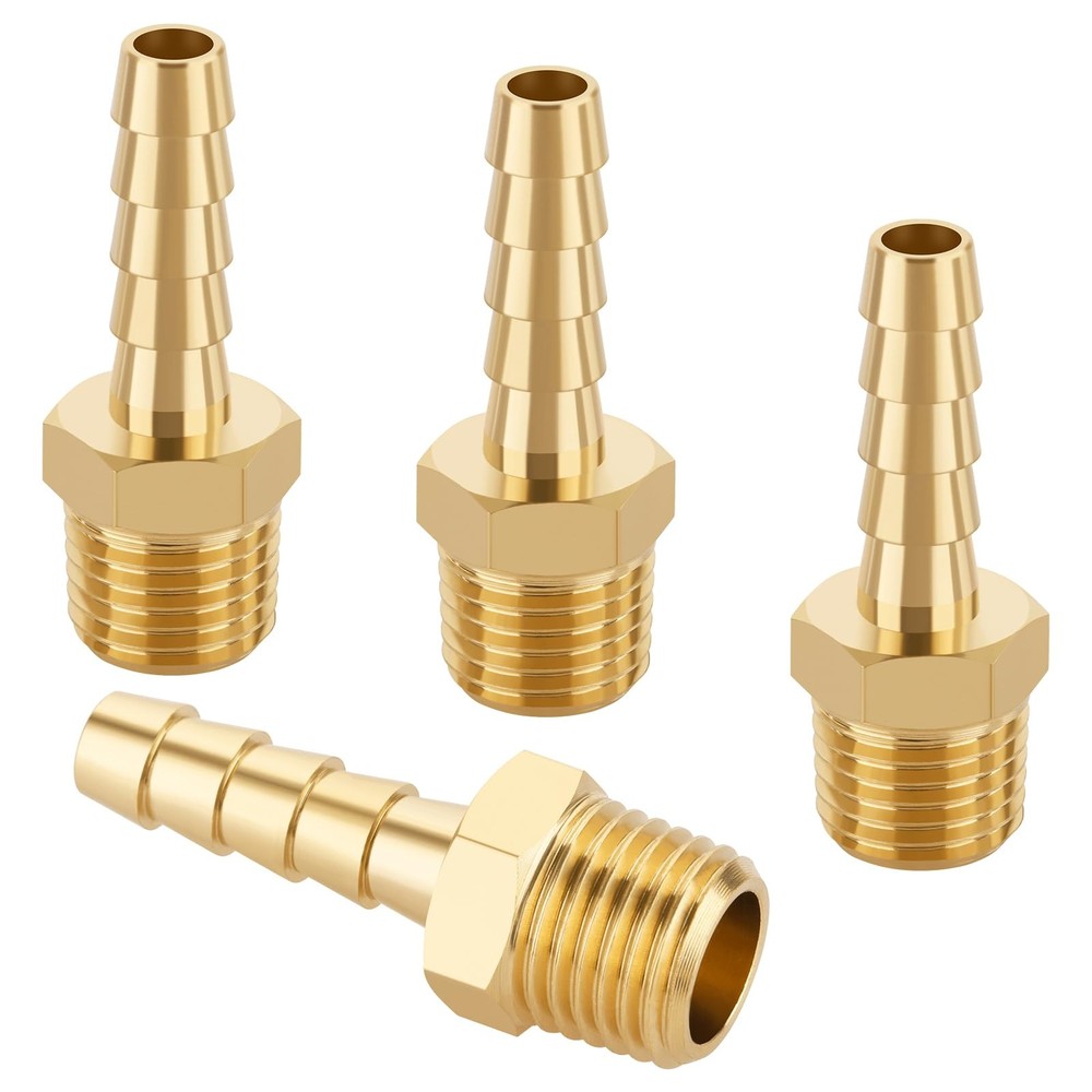 KOOTANS 4pcs Brass Hose Barb Fittings 1/4″ Hose Barb to 1/4 NPT Male Thread A…