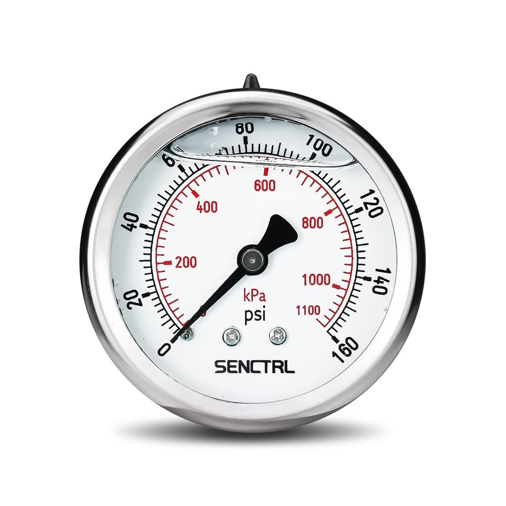 SENCTRL 0-160 Psi Glycerin Liquid Filled Air Pressure Gauge, 2.5″ 0-160Psi