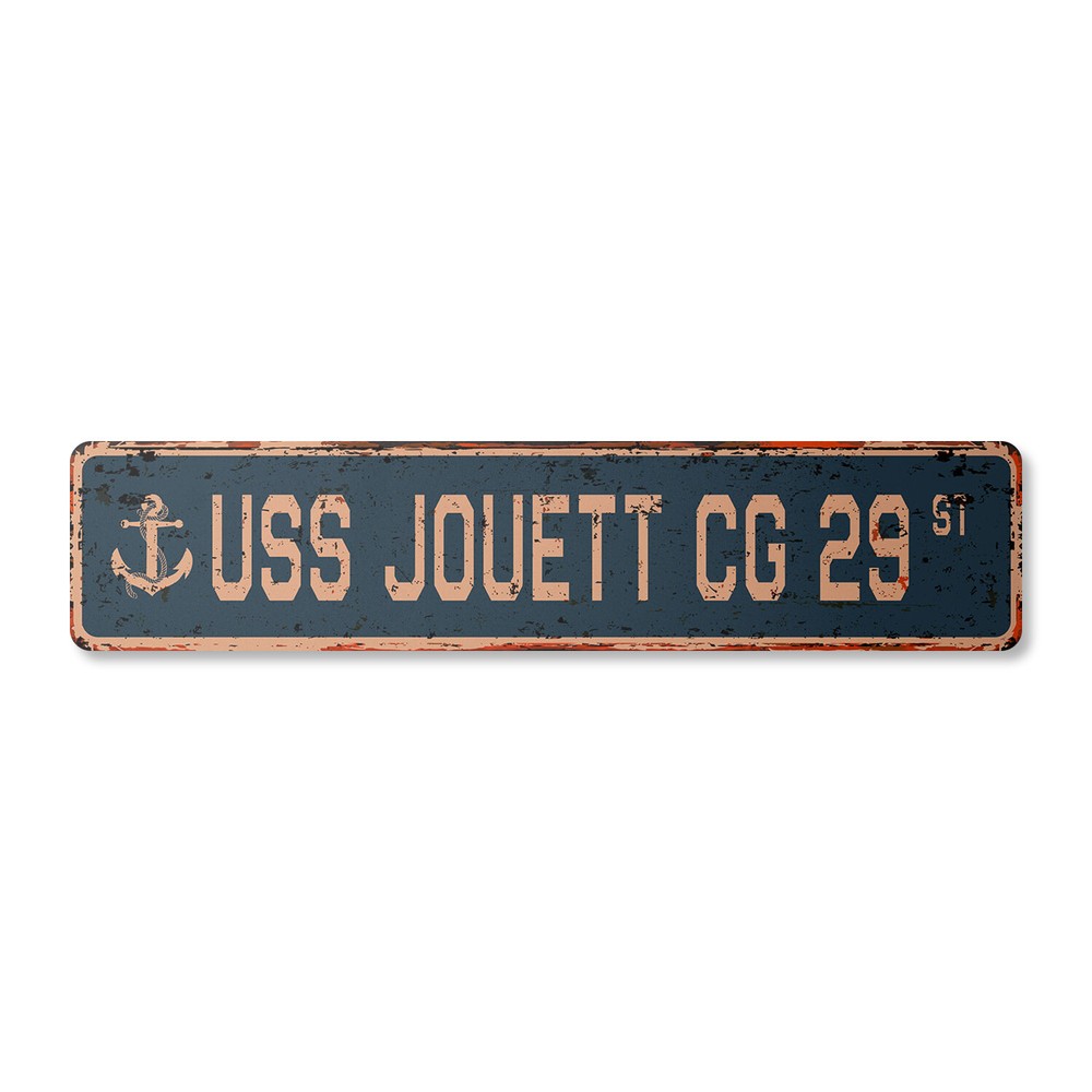 USS JOUETT CG 29 Vintage Street Sign us navy ship veteran sailor rustic gift