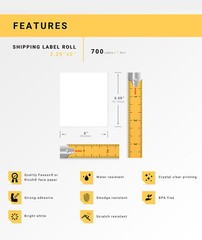2.25″x2″ Direct Thermal White Labels on a 1″ core, 1 Roll 700 Labels Per Roll