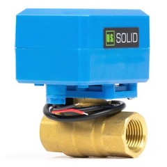 U. S. Solid Motorized Ball Valve w/ 2 Signal Lights 1/2in Brass NC Blue Casing