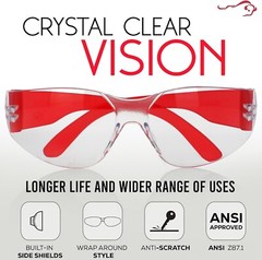 Crystal Kids Clear Lens Color Temple Variety Safety Glasses (Pack of 12)