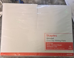 Staples Unruled Glue-Top Writing Pads 4×6 in White 12 Pads