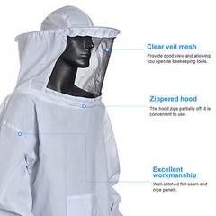 Beekeeping Protective Bee Suit Ventilated Jacket with Long Gloves & Veil Hood