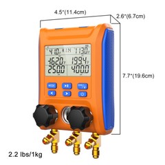 Elitech HVAC Digital Manifold Gauge 2-Way Valve AC Gauge w/Hoses LMG-10+Hoses