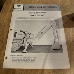 Massey Ferguson 1970 Backhoe Mounting Kit For Mf 300 Crawler Install Intructions